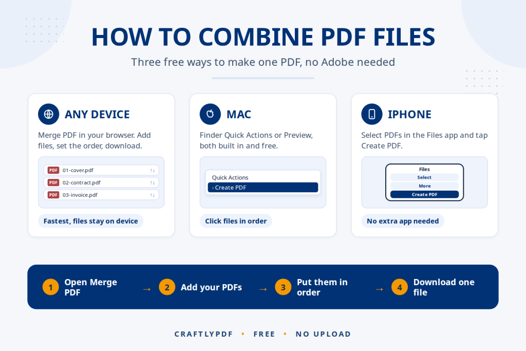 How to Combine PDF Files Into One (Free, No Adobe)